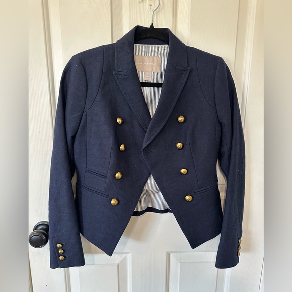 Banana Republic Navy Cutaway Blazer. Size 00 Petite. - Picture 4 of 8